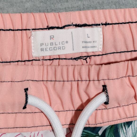 Public Record 5" Swim Trunks Hawaiian Floral Mens Large Standard Fit Unlined - Picture 8 of 14